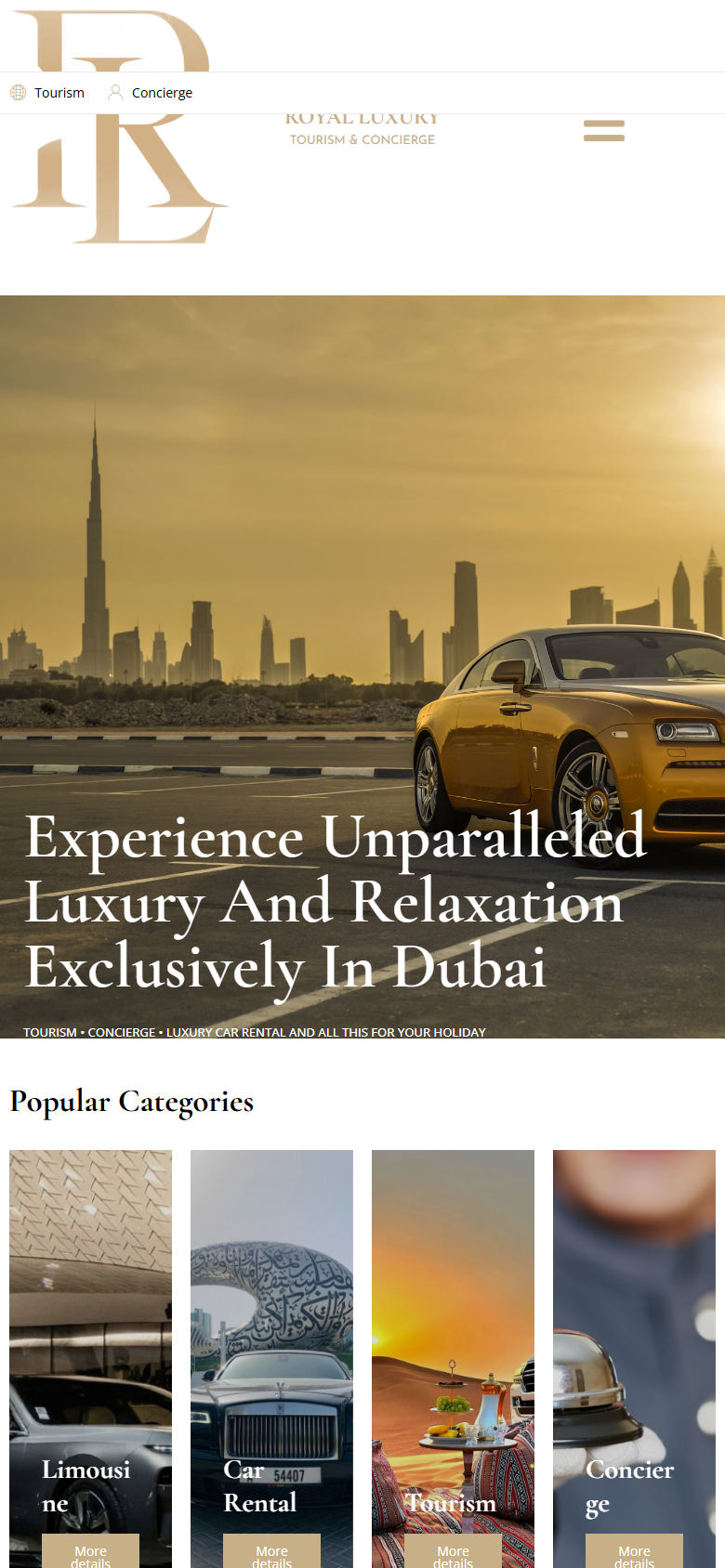 royalluxury.ae — версия для смартфона