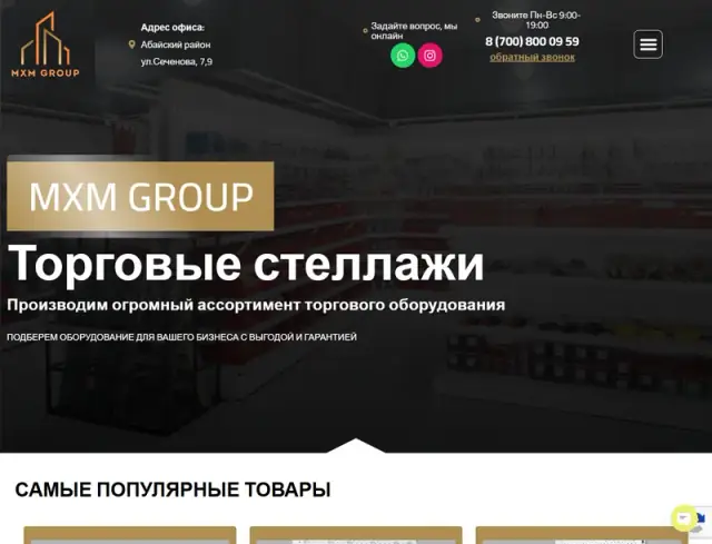 Главная страница сайта: mxmgroup.kz